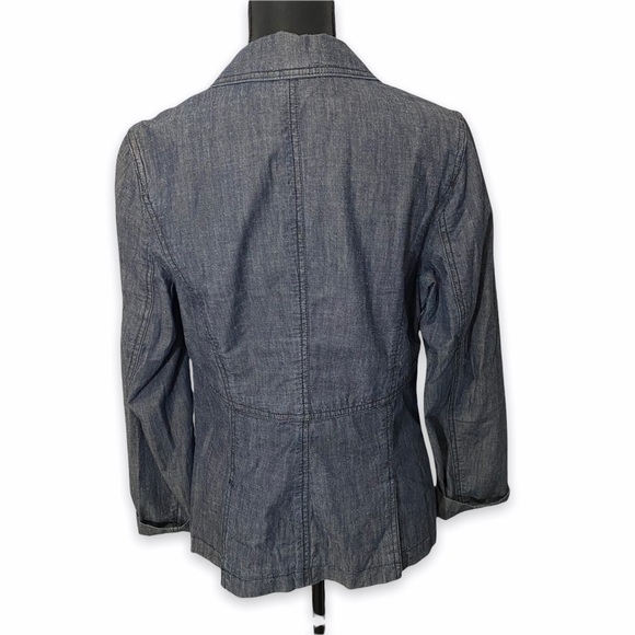 J. Jill Blazer Women's Size 12 100% Cotton Blue Fitted - Picture 5 of 5